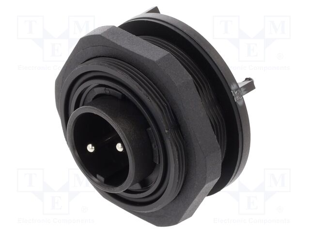 Connector: circular; socket; male; PIN: 2; 12A; 277V; IP68,IP69K