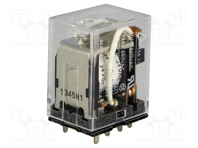 Relay: electromagnetic; DPDT; Ucoil: 24VDC; 10A/110VAC; 10A/24VDC