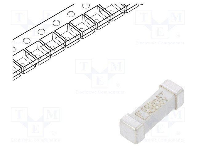 Fuse: fuse; time-lag; 500mA; 250VAC; SMD; ceramic; 10,1x3,1x3,25mm
