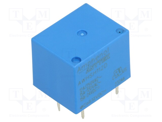 Relay: electromagnetic; SPDT; Ucoil: 12VDC; 15A; 12A/250VAC; PCB