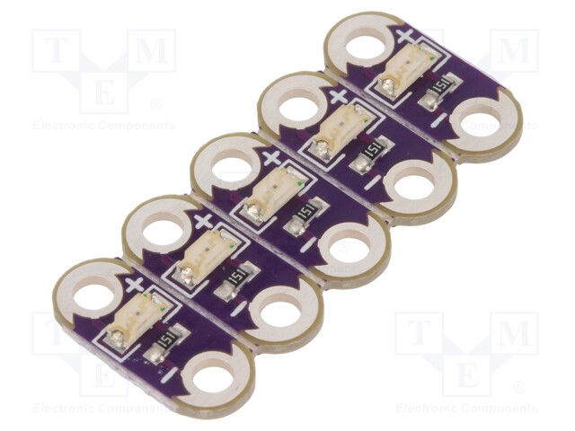Module: LED; LilyPad; Colour: yellow; metalic holes