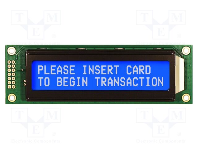 Display: LCD; STN Negative; 20x2; blue; 116x37mm; LED; 5V