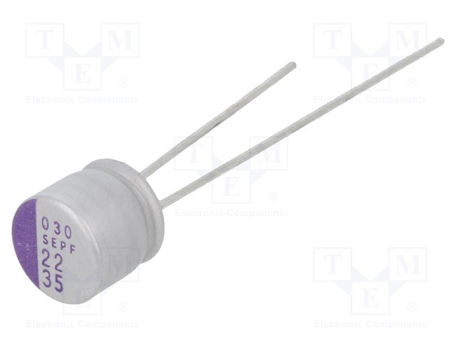 Capacitor: polymer; 22uF; 35VDC; ESR: 35mΩ; SEPF; SMD; ±20%; Ø6.3x6mm