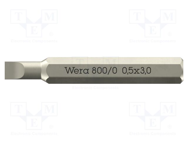 Screwdriver bit; slot; 3x0.5mm; 800/0 Micro; Overall len: 30mm