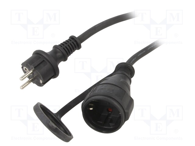 Extension lead; Sockets: 1; PVC; black; 3x1,5mm2; 25m; 16A