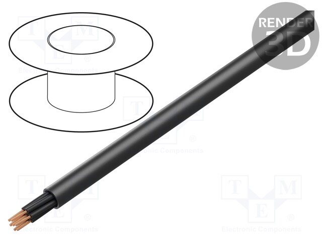 Wire; H07RN-F; stranded; Cu; 7x1,5mm2; rubber; black; 450/750V