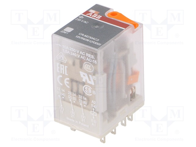 Relay: electromagnetic; 3PDT; Ucoil: 230VAC; 10A; max.250VDC