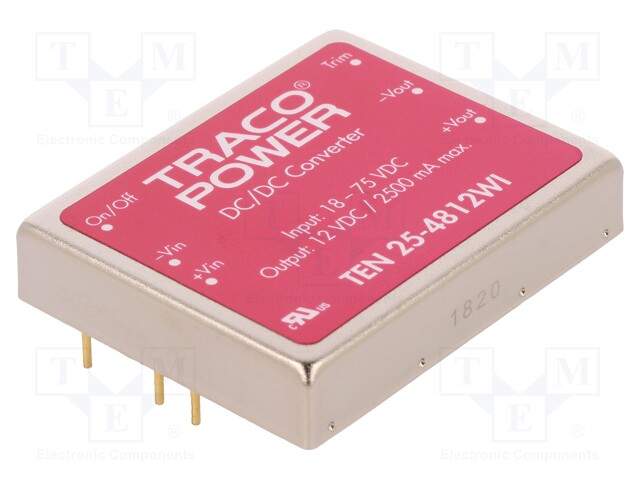 Converter: DC/DC; 30W; Uin: 18÷75V; 12VDC; Iout: 2.5A; 330kHz