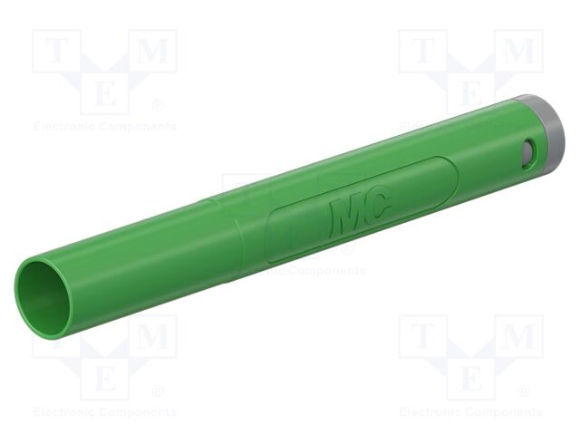 Connector: 4mm banana; plug; 32A; 1kV; green; insulated; 2.5mm2