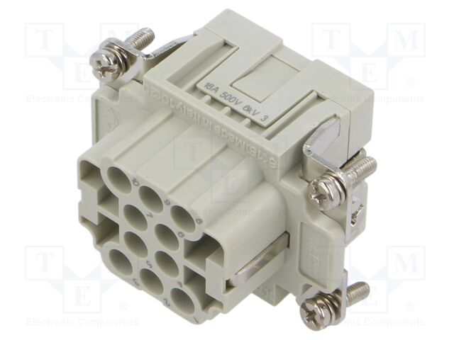 Heavy Duty Connector, CQE Series, CQE Class Series, Insert, 10 Contacts, Receptacle