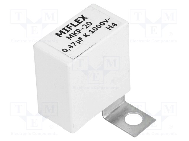 Capacitor: polypropylene; 0.47uF; ±10%; 38x42.5x21mm; 1000VDC