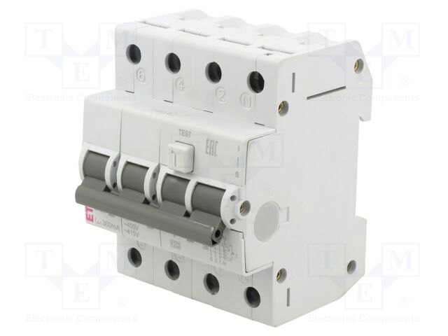 RCBO breaker; Inom: 25A; Ires: 300mA; Poles: 3+N; 230/400VAC; DIN