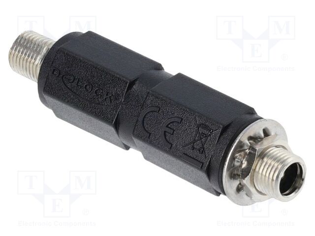 Adapter; both sides,DC 5,5/2,1 socket; black; 5A