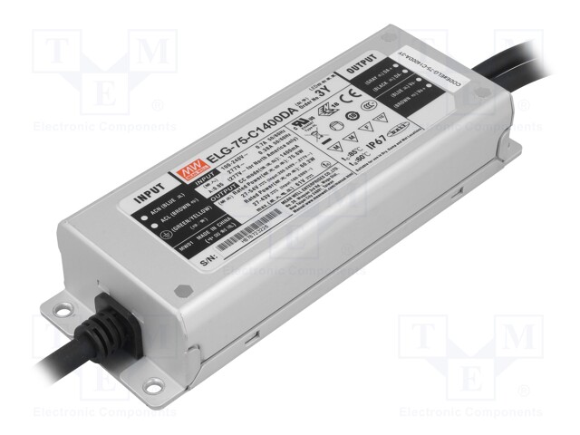 Power supply: switched-mode; Communication: DALI; LED; 75.6W; IP67