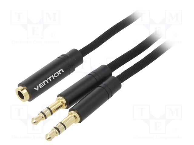 Cable; Jack 3.5mm 3pin angled plug,Jack 3.5mm 4pin socket; 1m