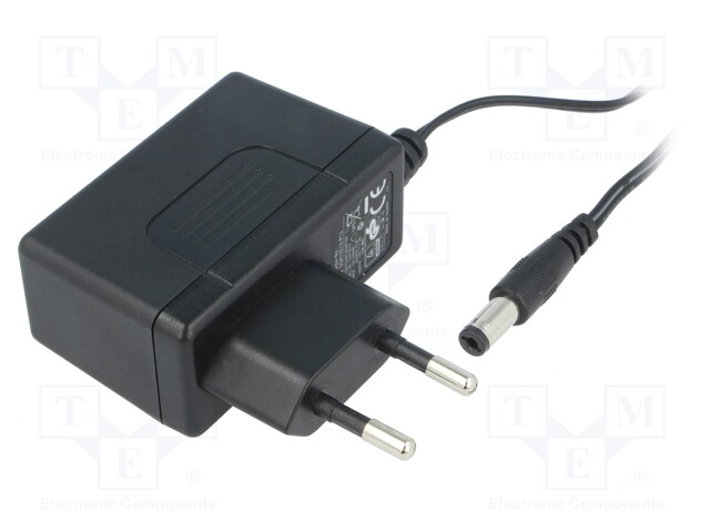Power supply: switched-mode; 12VDC; 1A; Out: 5,5/2,1; 12W; Plug: EU