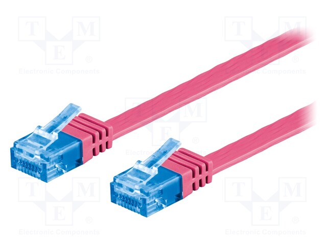 Patch cord; U/UTP; 6a; stranded; Cu; PVC; pink; Len: 7m; 32AWG