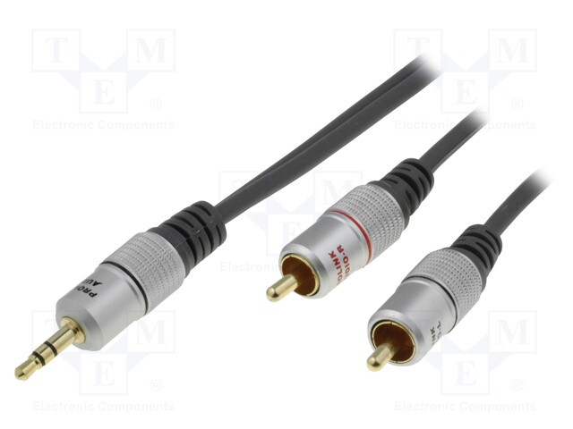 Cable; Jack 3.5mm plug,RCA plug x2; 1.8m; black