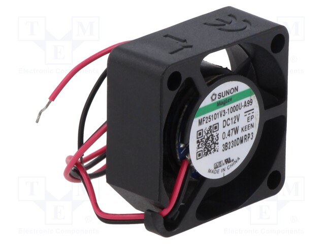 Fan: DC; axial; 12VDC; 25x25x10mm; 2.04m3/h; 24.8dBA; Vapo; Len: 1.5m
