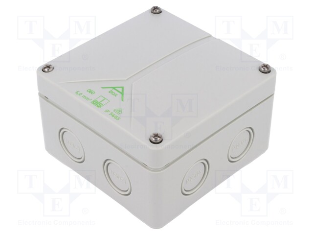 Enclosure: junction box; X:110mm; Y:110mm; Z:67mm; polystyrene