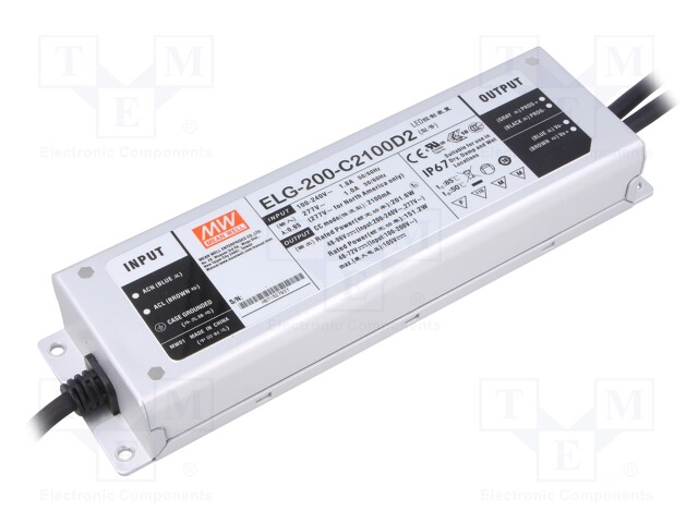 Power supply: switched-mode; LED; 201.6W; 48÷96VDC; 2.1A; IP67