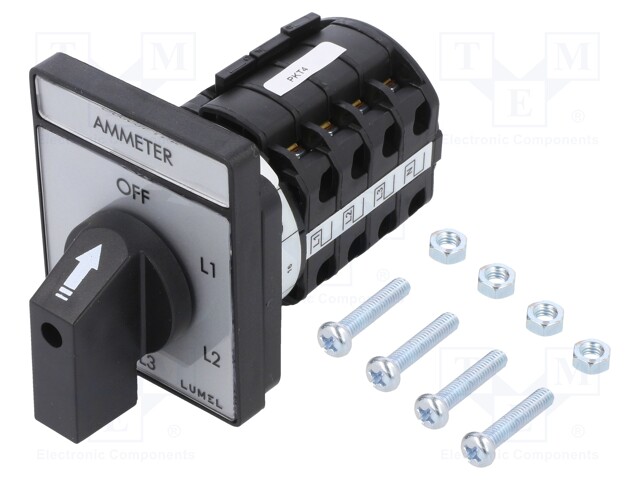 Switch: ammeter cam switch; Stabl.pos: 5; 16A; OFF-L1-L2-L3-N