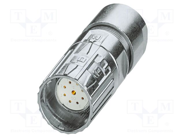 Connector: M23; plug; PIN: 9(8+1); soldering; straight; M23 PRO