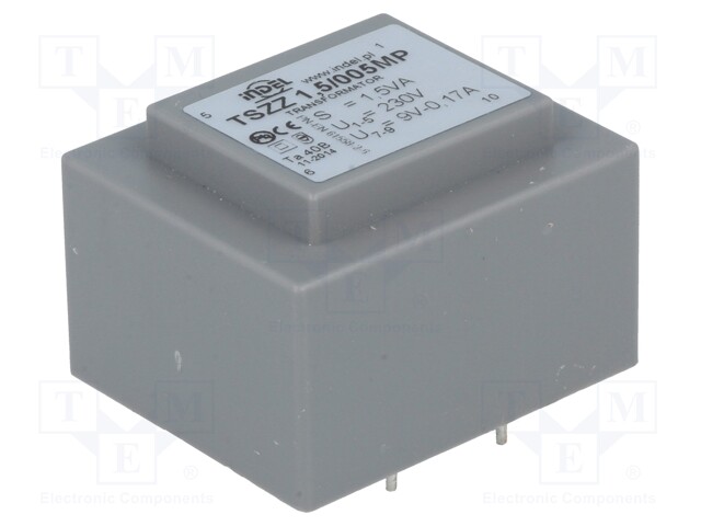 Transformer: encapsulated; 1.5VA; 230VAC; 9V; 0.13A; Mounting: PCB