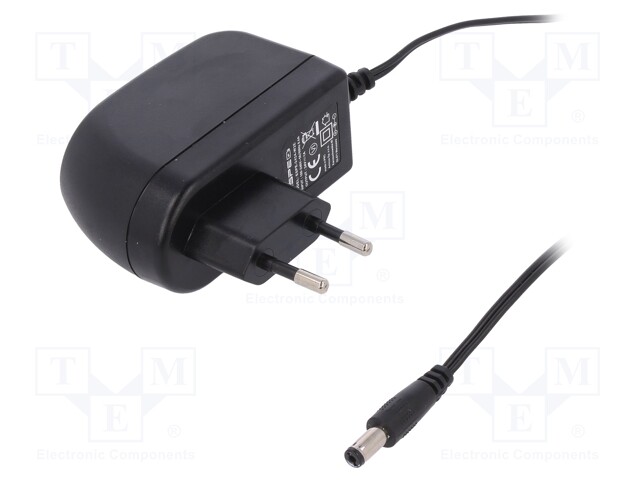 Power supply: switched-mode; 24VDC; 1A; Out: 5,5/2,1; 24W; Plug: EU