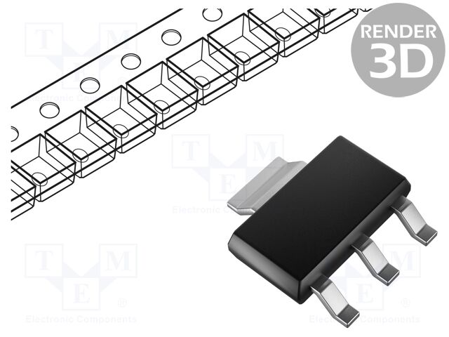 Transistor: NPN; bipolar; 80V; 1A; 1.5W; SOT223