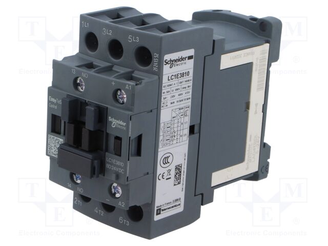 Contactor: 3-pole; NO x3; Auxiliary contacts: NO; 24VDC; 38A; 690V