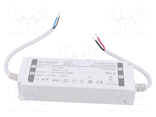 Power supply: switched-mode; LED; 200W; 24VDC; 8.33A; 220÷240VAC