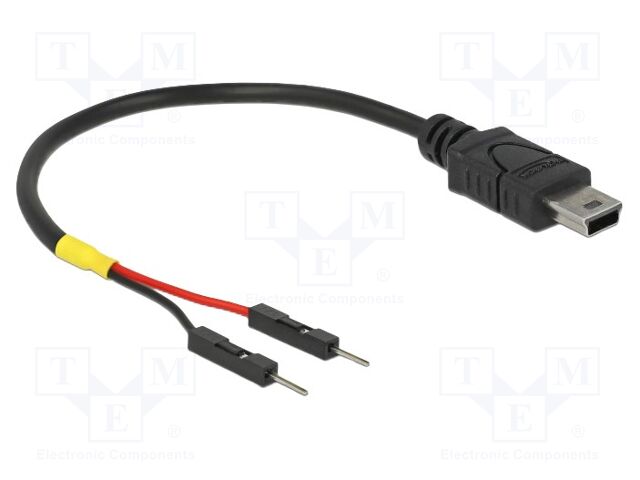 Cable; USB 2.0; USB B mini plug,1pin pin header x2; 0.1m; black