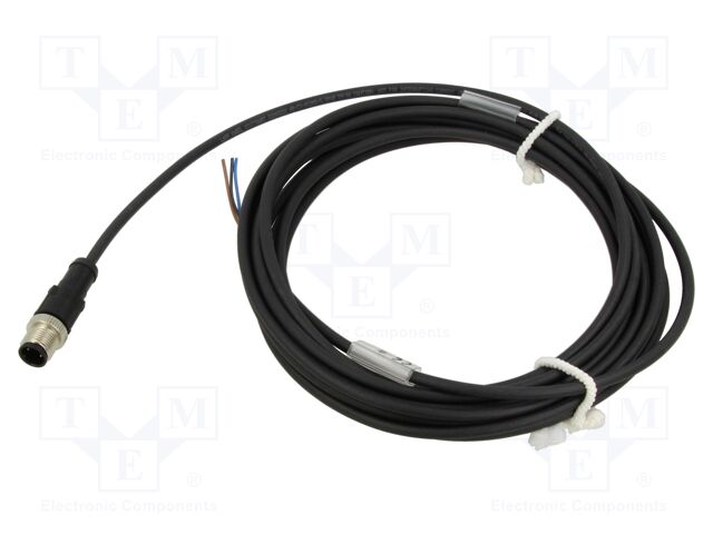 Connection lead; M12; PIN: 3; straight; 5m; plug; 250VAC; 4A; 250VDC