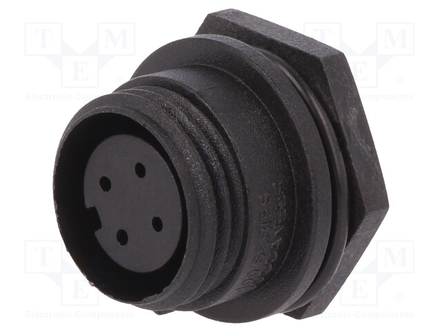 Connector: circular; socket; female; PIN: 4; w/o contacts; IP68
