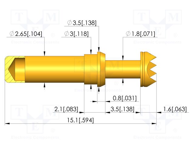 Test needle; Spring compression: 2.8mm; 3.5mm; 30A; CuBe; Ø: 3.5mm