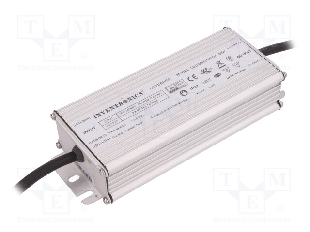 Power supply: switched-mode; LED; 60W; 29÷58V; 1050mA; 90÷305VAC