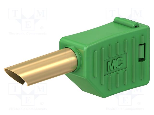 Connector: 4mm banana; plug; 19A; 30VAC; 60VDC; green; gold-plated