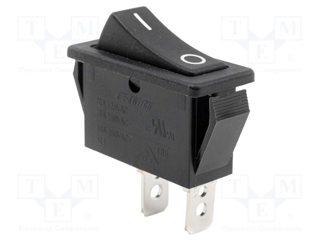 ROCKER; SPST-NO; Pos: 2; ON-OFF; 16A/250VAC; black; none; Body: black