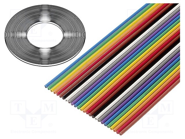 Wire: ribbon; 1.27mm; stranded; Cu; 18x26AWG; unshielded; PVC; 49V