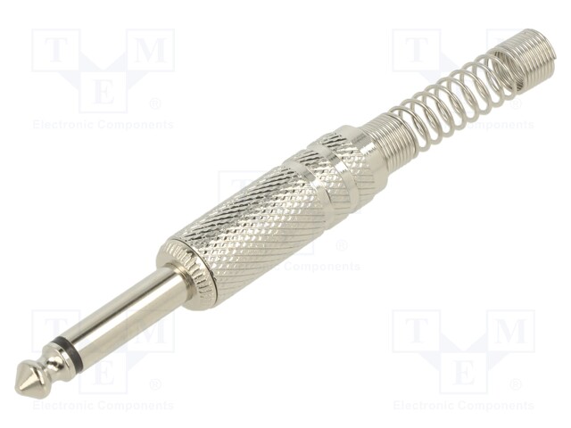 Plug; Jack 6,35mm; male; mono; straight; for cable; soldering