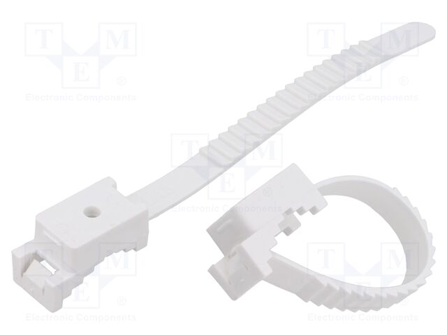 Cable strap clip; L: 120mm; 50pcs; -15÷80°C; StrapLock; Body: white