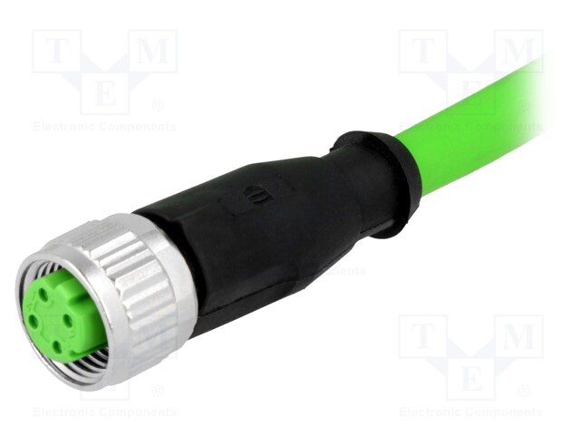 Plug; M12; PIN: 4; female; D code-Ethernet; 10m; Insulation: PVC