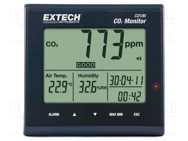 CO2 meter; Range: 0÷9999ppm (CO2); -10÷60°C; Plug: EU,UK