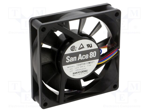 Fan: DC; axial; 12VDC; 80x80x20mm; 40.2m3/h; 25dBA; ball bearing