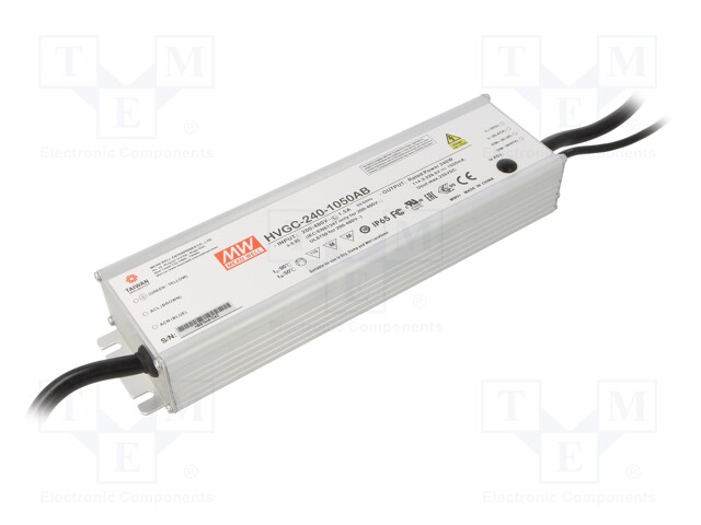 Power supply: switched-mode; LED; 240W; 114.3÷228.6VDC; IP65; 93%