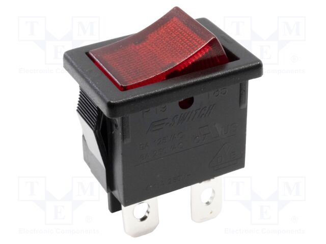 ROCKER; DPST-NO; Pos: 2; ON-OFF; 6A/250VAC; red; LED; Rcont max: 20mΩ