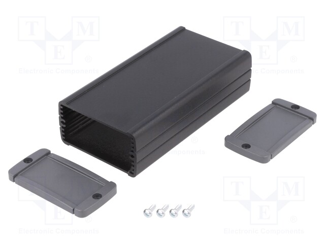 Enclosure: multipurpose; with panel; TEKAL; X: 60mm; Y: 115mm; black