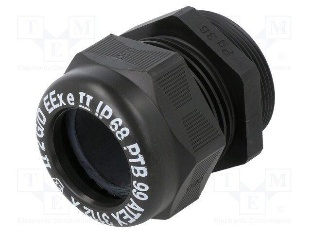 Cable gland; with thread PG; PG36; IP68; Mat: polyamide; black