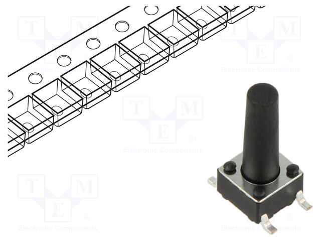 Microswitch TACT; SPST; Pos: 2; 0.05A/12VDC; SMT; 2.45N; 6x6x3.5mm